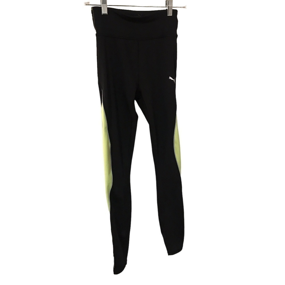 3/$15 Puma black and neon yellow workout athletic leggings size S